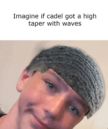 a picture of a man with a high taper with waves on it