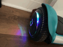 a blue hover board with the word jet on the side