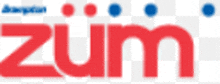 a red and blue logo that says zumi on a white background