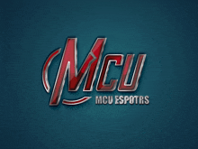 a logo for mcu mcu esports on a dark blue background