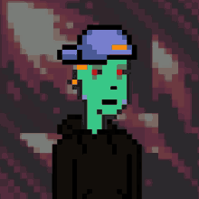 a pixel art of a person wearing a hat and a black hoodie