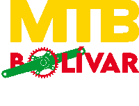 a logo for mtb bolivar shows a green and red gear