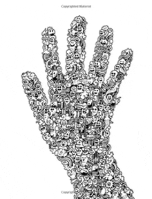 a black and white drawing of a hand made up of numbers