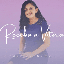 a picture of a woman with the words receba a vitoria written on it