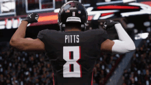 a football player with the name pitts and the number 8