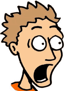 a cartoon of a surprised man with his mouth open .