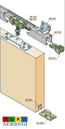 a drawing of a sliding door with a aerregi logo in the corner