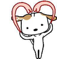 a cartoon of a dog holding a heart in his hands