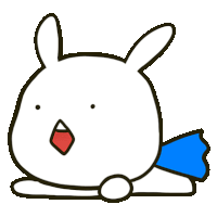 a cartoon rabbit is laying down with a blue cape around its neck