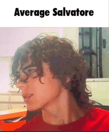 a picture of a man with curly hair and the words average salvatore on the bottom