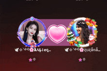 a picture of alice and zuzana with a pink heart between them