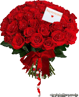 a bouquet of red roses with a card that says szeretettel on it