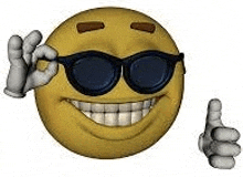 a smiley face wearing sunglasses is giving a thumbs up sign .