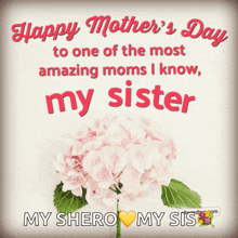 happy mother 's day to one of the most amazing moms i know my sister my shero my sis