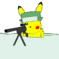 a cartoon of a pikachu holding a gun