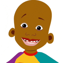 a cartoon of a boy with a rainbow shirt on