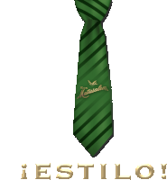 a green striped tie that says ron matusalem