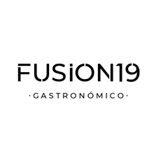 a black and white logo that says fusion19 gastronomico