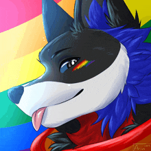 a drawing of a wolf with a rainbow in his eye and the year 2015