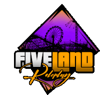 a logo for fiveland display shows a roller coaster and a ferris wheel