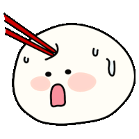 a cartoon drawing of a surprised face with chopsticks sticking out of it 's forehead .