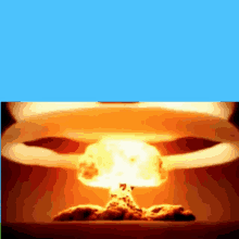 a nuclear explosion with a blue background