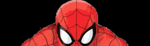 a close up of a spiderman 's face with a black background .