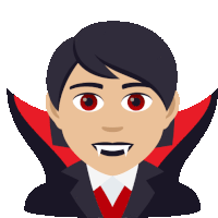 an icon of a vampire with red eyes and teeth