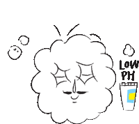 a black and white drawing of a cloud with a face and the words low ph