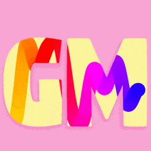 the word gm is written in colorful letters