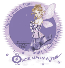 a picture of a fairy with the words " once upon a time " around it