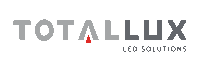 a logo for total lux led solutions with a red arrow