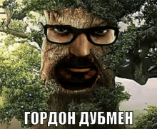 a man with glasses and a beard has a tree shaped face