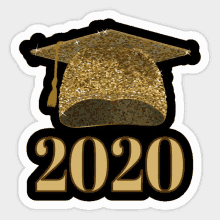 a sticker with a graduation cap and the year 2020 on it