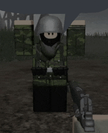 a soldier in a video game with a gun in his hand