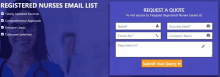 a website for registered nurses email list with a submit your query button