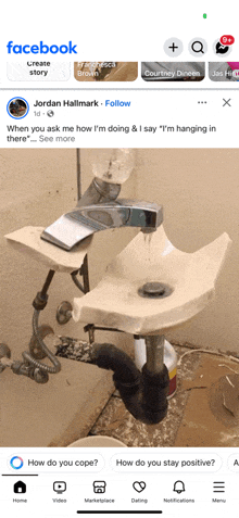 a screenshot of a facebook page showing a bathroom sink