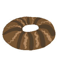 a drawing of a brown donut with a hole in the middle