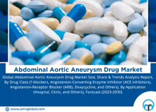 an advertisement for abdominal aortic aneurysm drug market with a bunch of pills