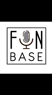 a logo for fun base with a microphone in the center