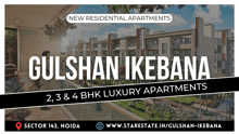 an advertisement for gulshan ikebana shows a rendering of the apartments