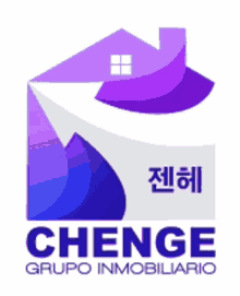 a logo for chenge grupo inmobiliario with a house on it