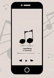 a phone playing a song called love song