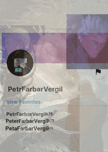 a picture of a man with the name petrfarbarvergil at the top