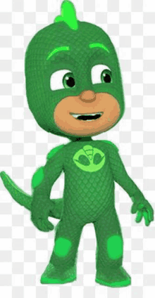 a cartoon character in a green superhero costume .