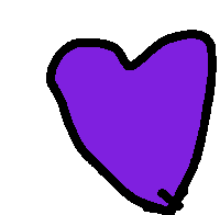 a drawing of a purple heart with a black outline on a white background