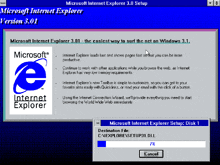 a microsoft internet explorer 3.0 setup screen with a blue e on it