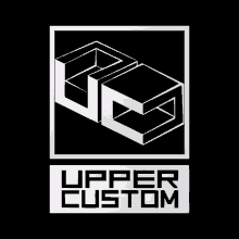 upper custom logo on a black background with a geometric design