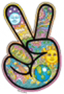 a peace sign with a sun and a globe on it