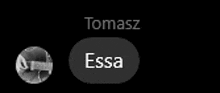 a black and white photo of a person named tomasz and essa